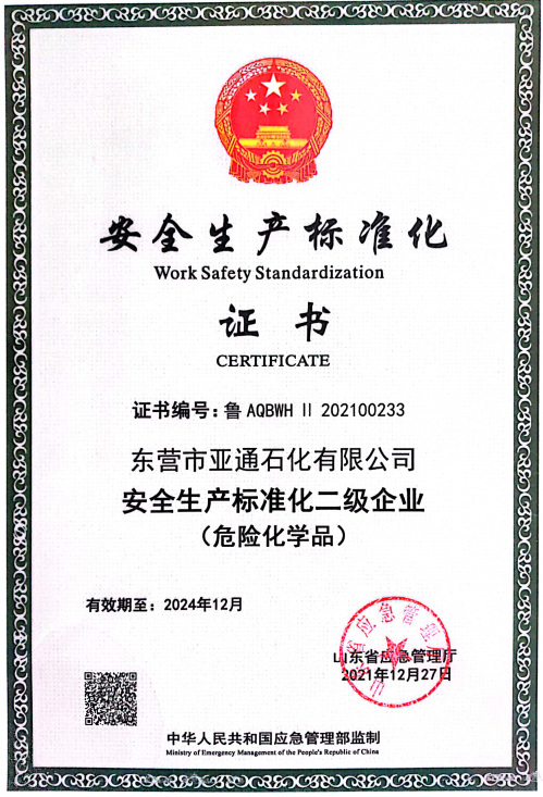 安全生(shēng)産标準化二(èr)級企業 